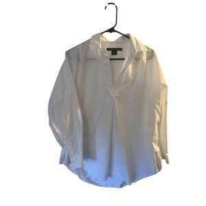 French Connection Rhodes Recycled Crepe Paper Popover Shirt in Winter White Size